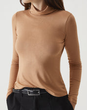 BLUSA GOLA ALTA DE MALHA - BEGE