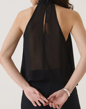 BLUSA FRENTE ÚNICA COM TRANSPARÊNCIA - PRETO