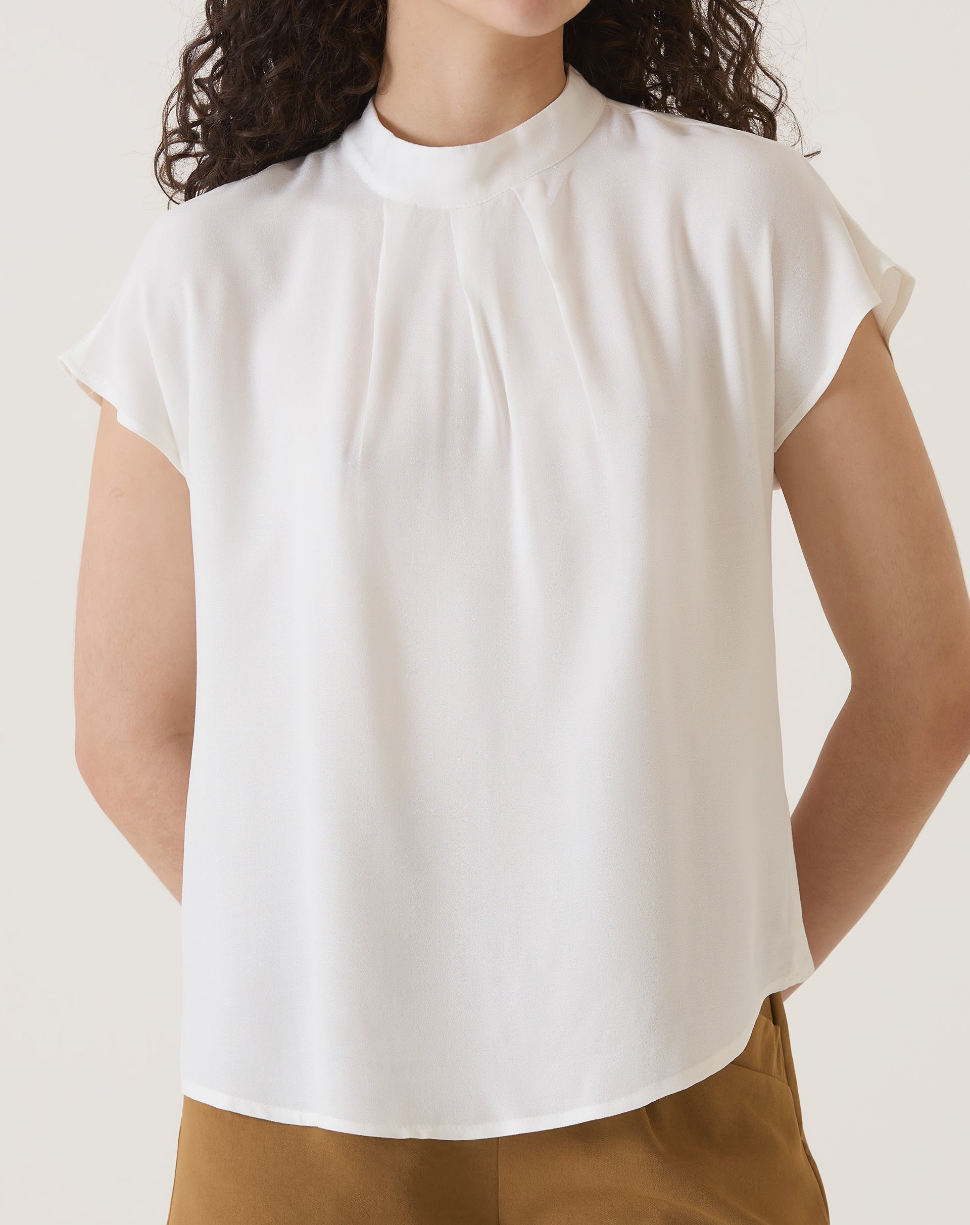 BLUSA MANGA CURTA DE VISCOSE - OFF-WHITE
