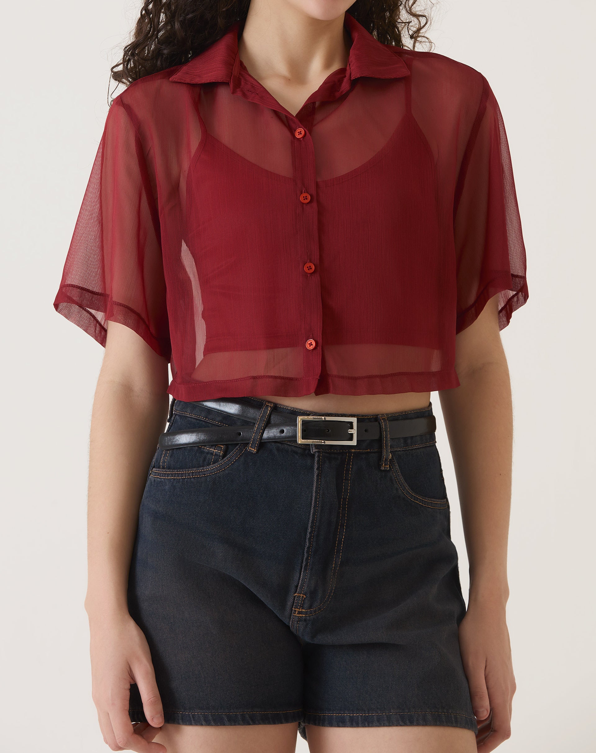 CAMISA MANGA CURTA - VINHO