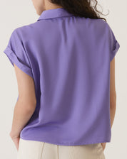 CAMISA MANGA CURTA DE CETIM - ROXO
