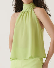BLUSA DECOTE HALTER DE CREPE - VERDE