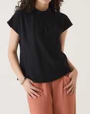BLUSA MANGA CURTA DE VISCOSE - PRETO