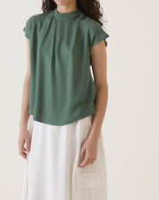 BLUSA MANGA CURTA DE VISCOSE - VERDE