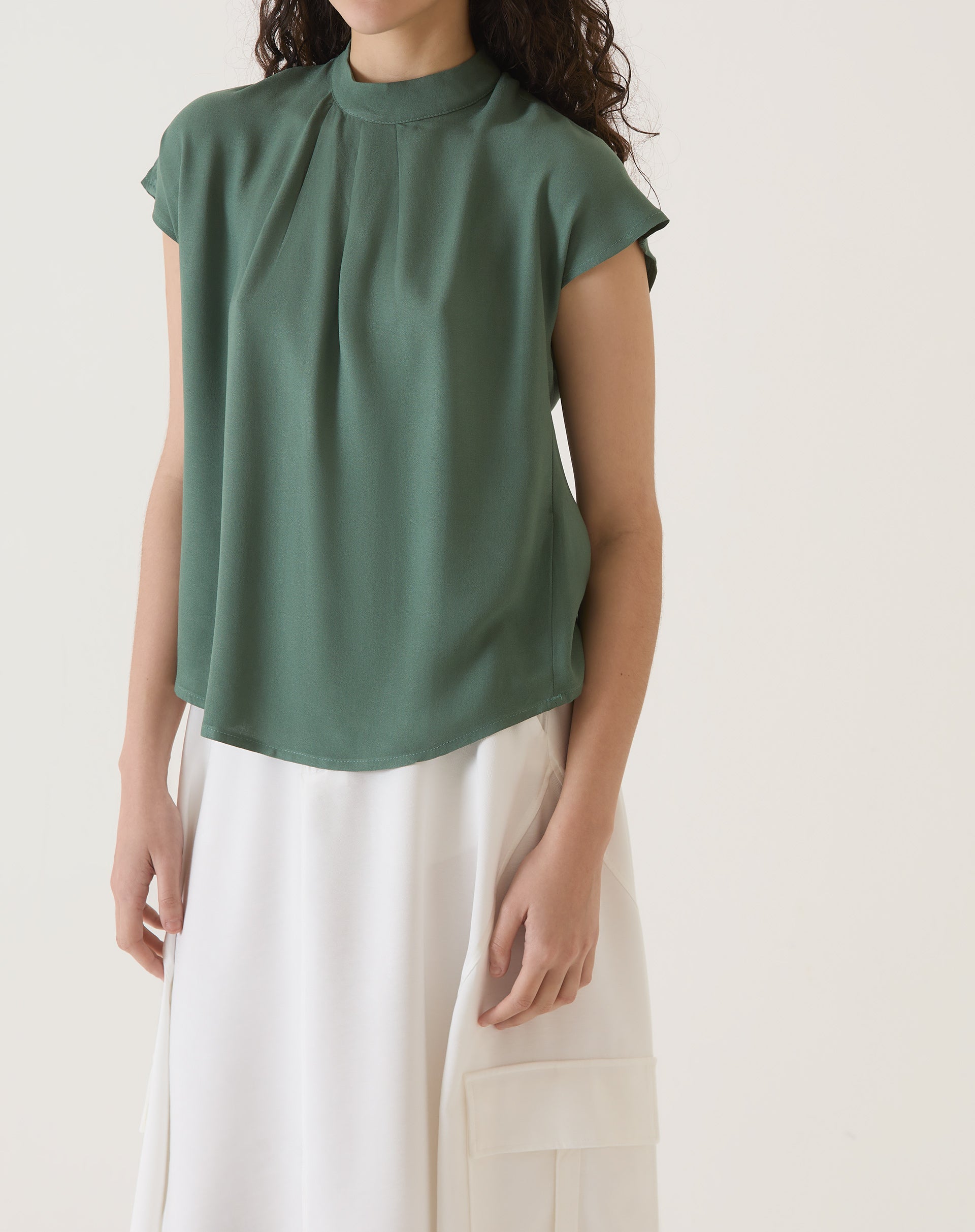 BLUSA MANGA CURTA DE VISCOSE - VERDE
