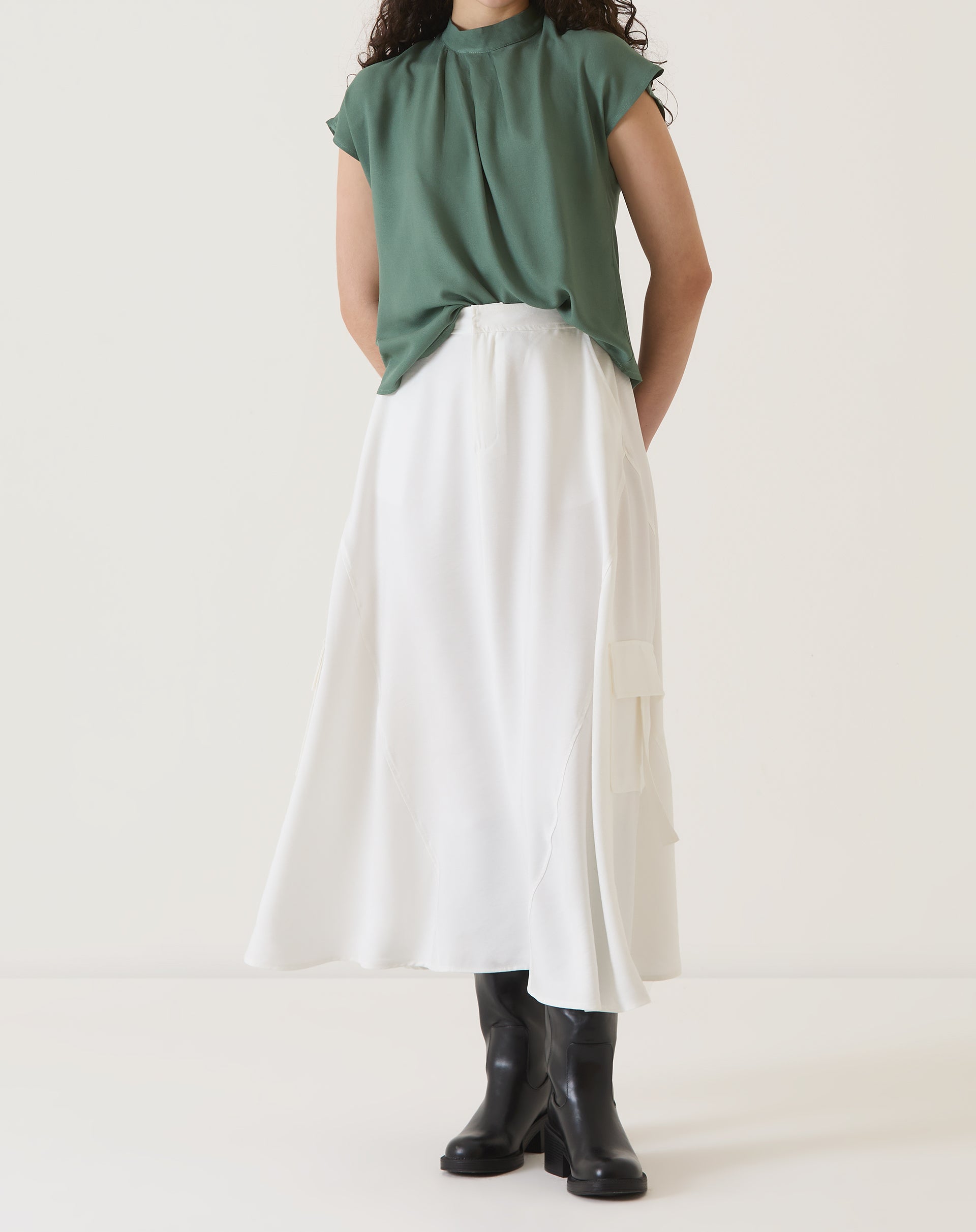 BLUSA MANGA CURTA DE VISCOSE - VERDE