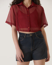 SHORTS CURTO JEANS - MARROM