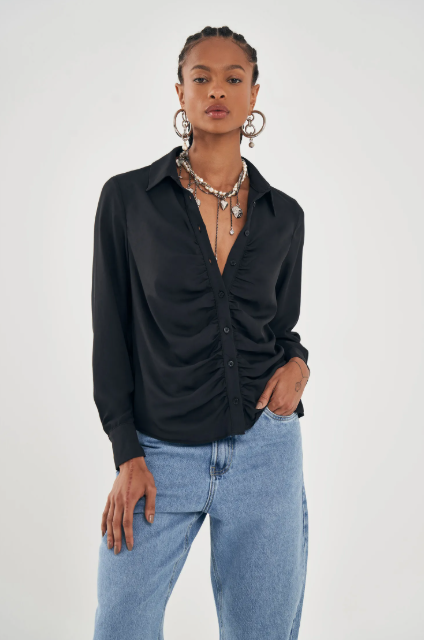 CAMISA FASHION FEM ML PRETO