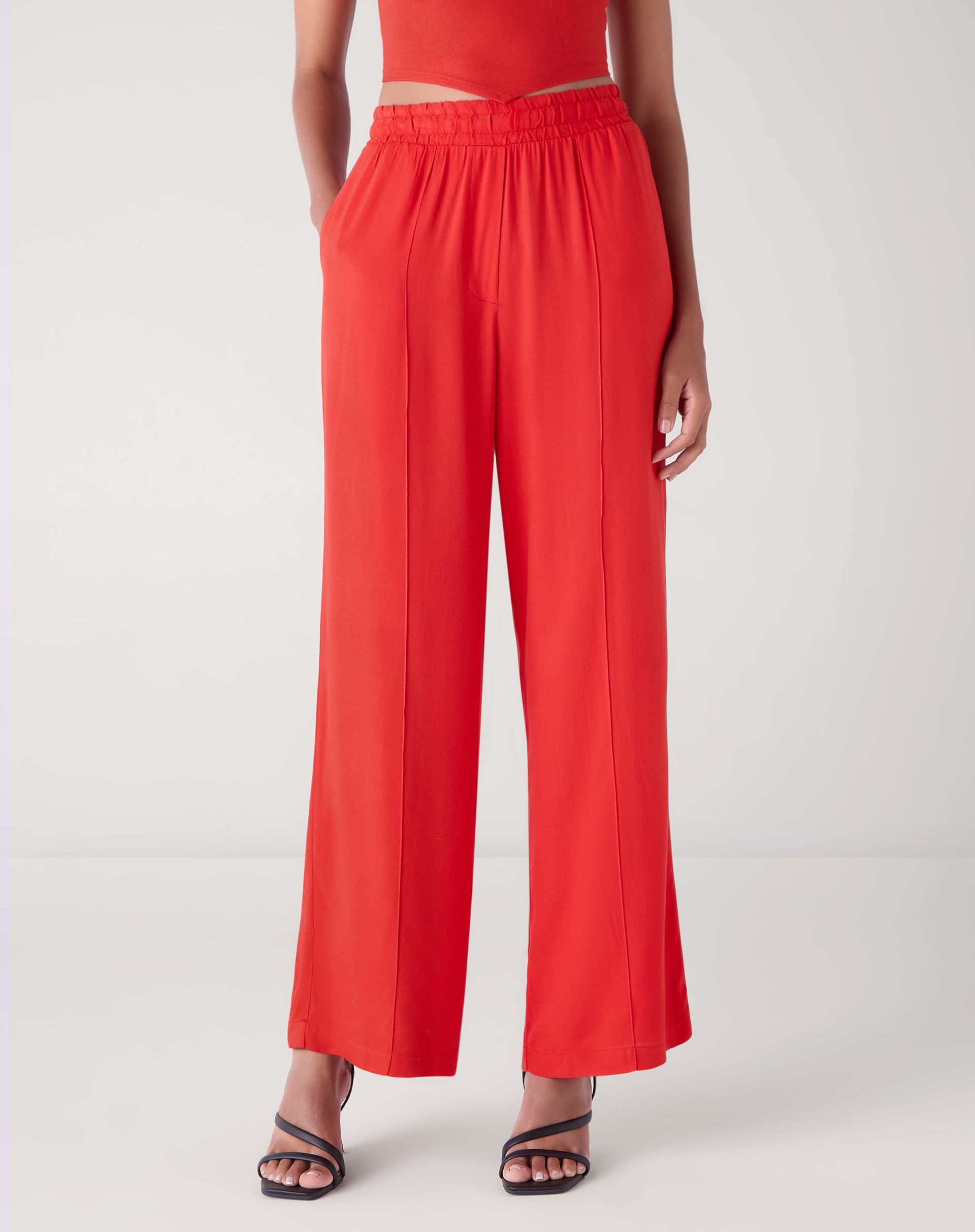 Calça Pantalona de Viscose - Vermelha