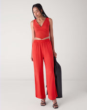 Calça Pantalona de Viscose - Vermelha