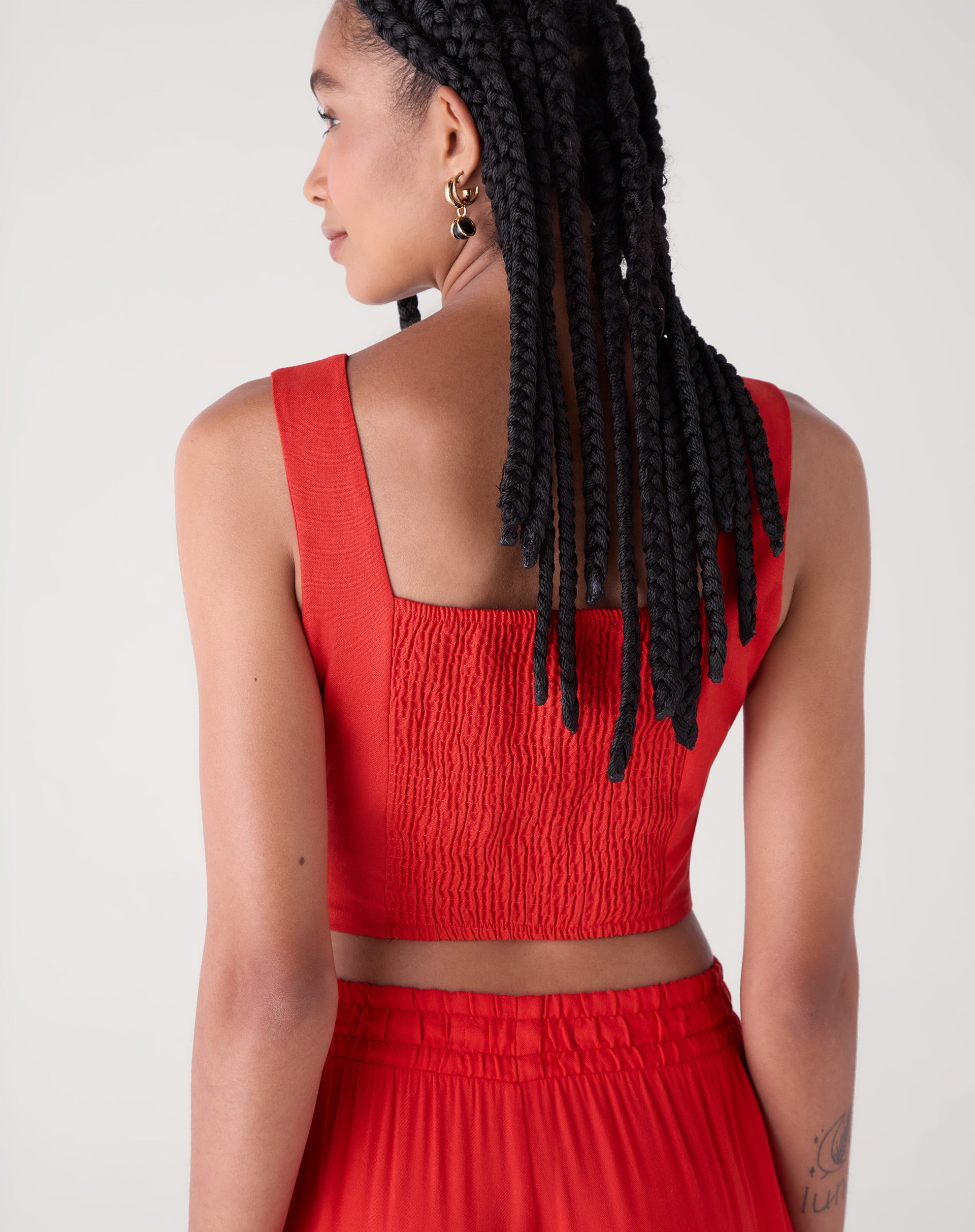 Blusa Cropped de Linho - Vermelha