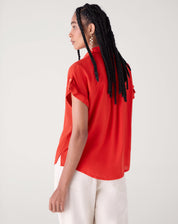 Camisa Manga Curta de Viscose - Vermelha