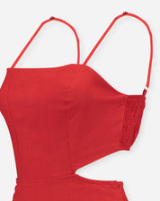 Macacão Corset de Linho - Vermelho
