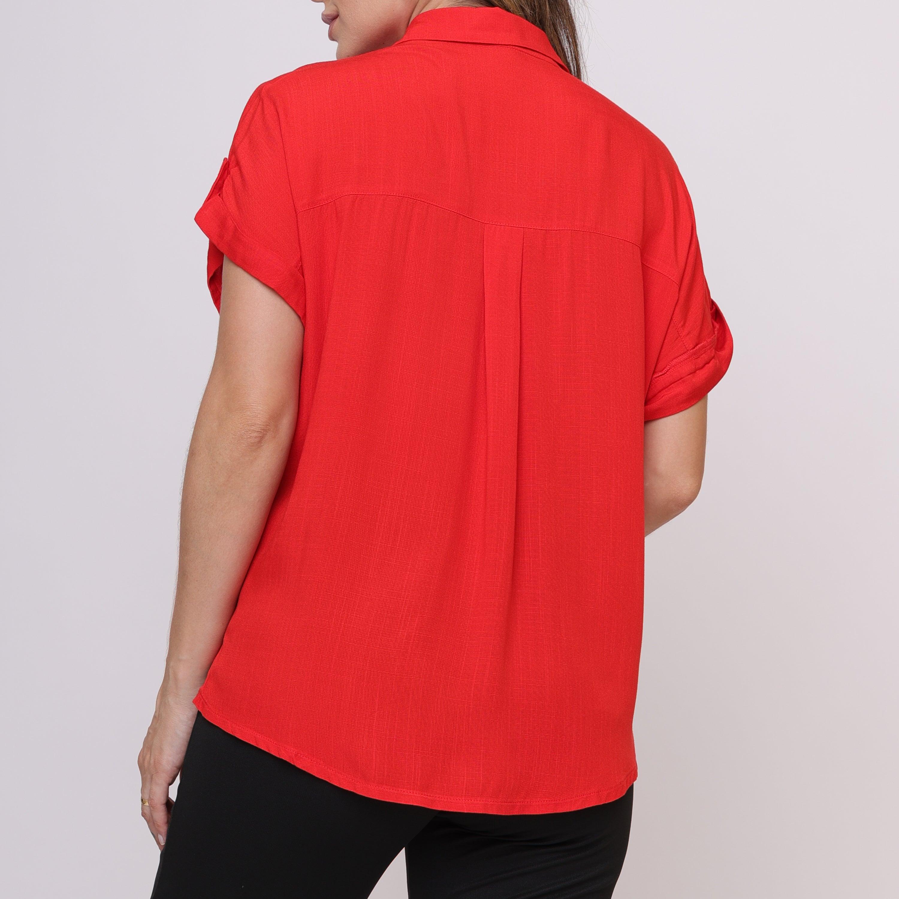 Camisa Manga Curta de Viscose - Vermelha