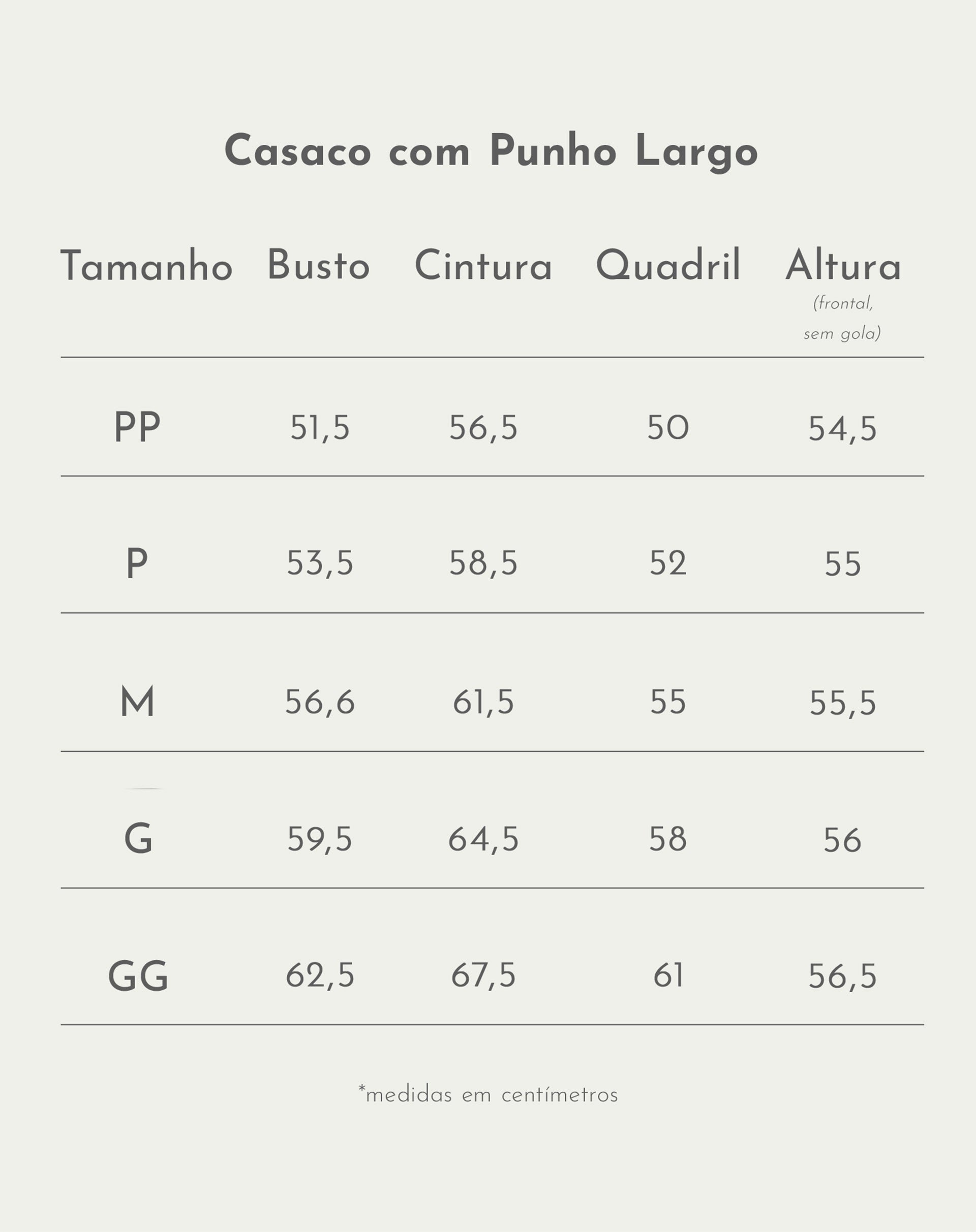 CASACO COM PUNHO LARGO - PRETO