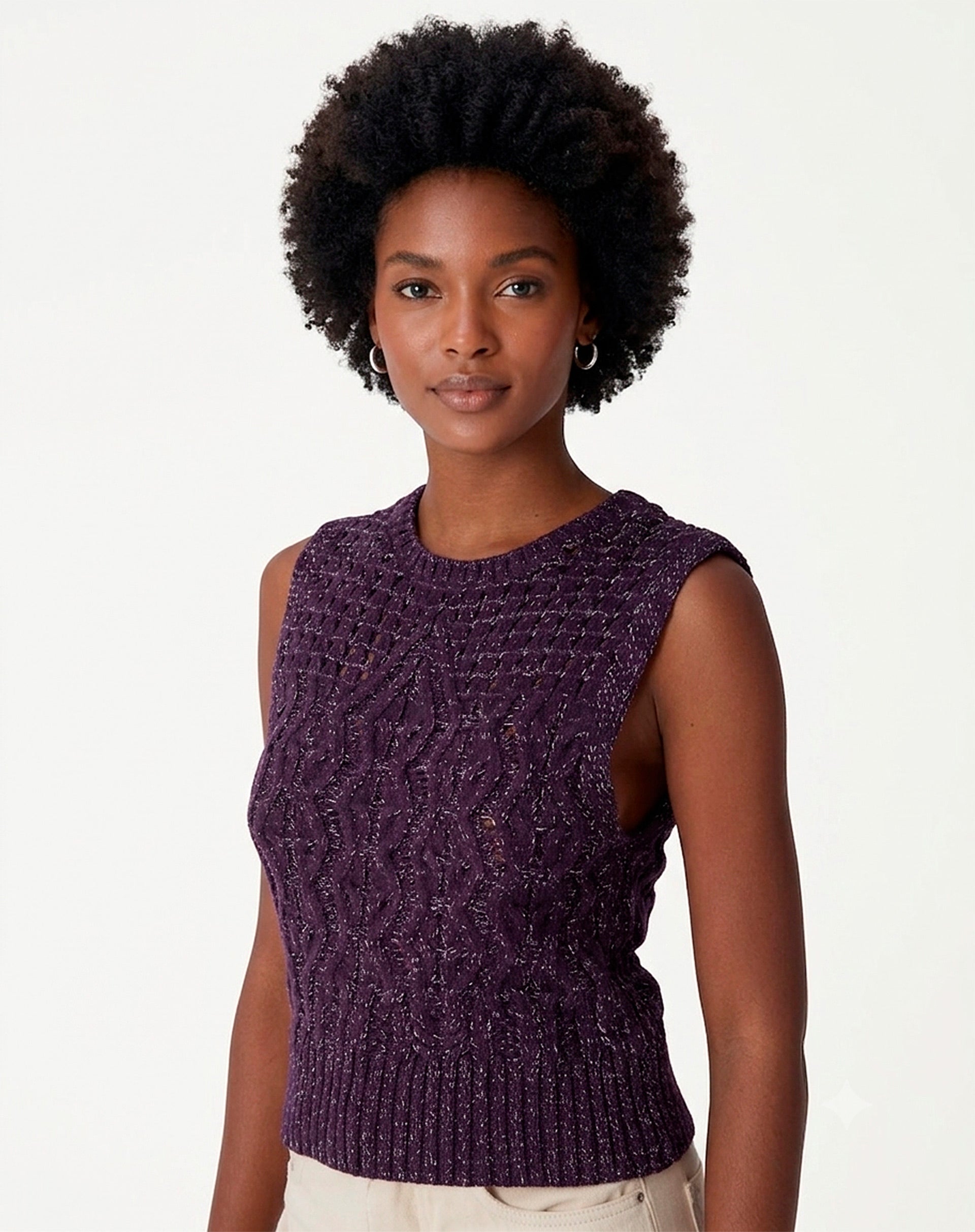 Regata Tricot Ponto Diferenciado - Roxo