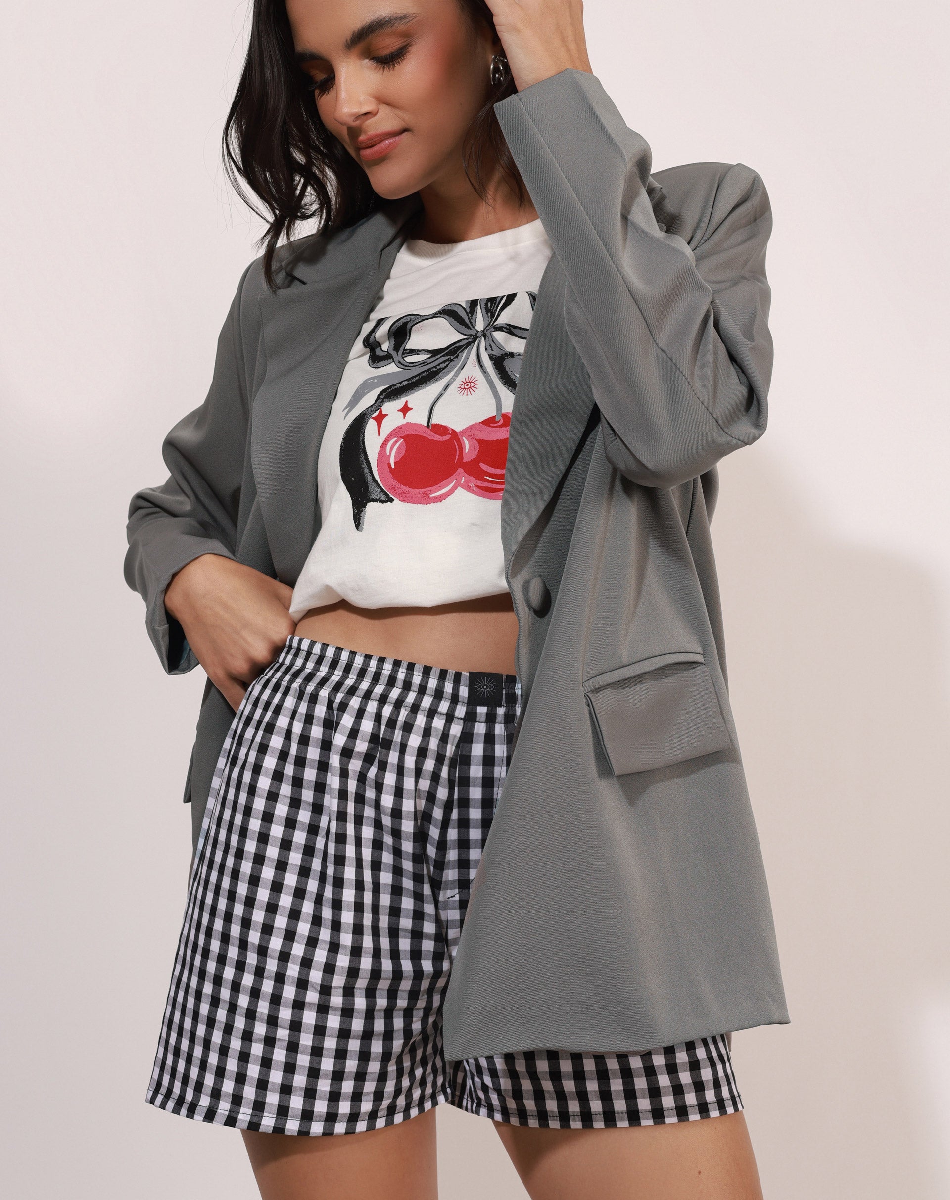 Short Boxer Pajamas Vichy - XADREZ PRETO