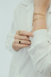 Anel Black Square Croa - DOURADO