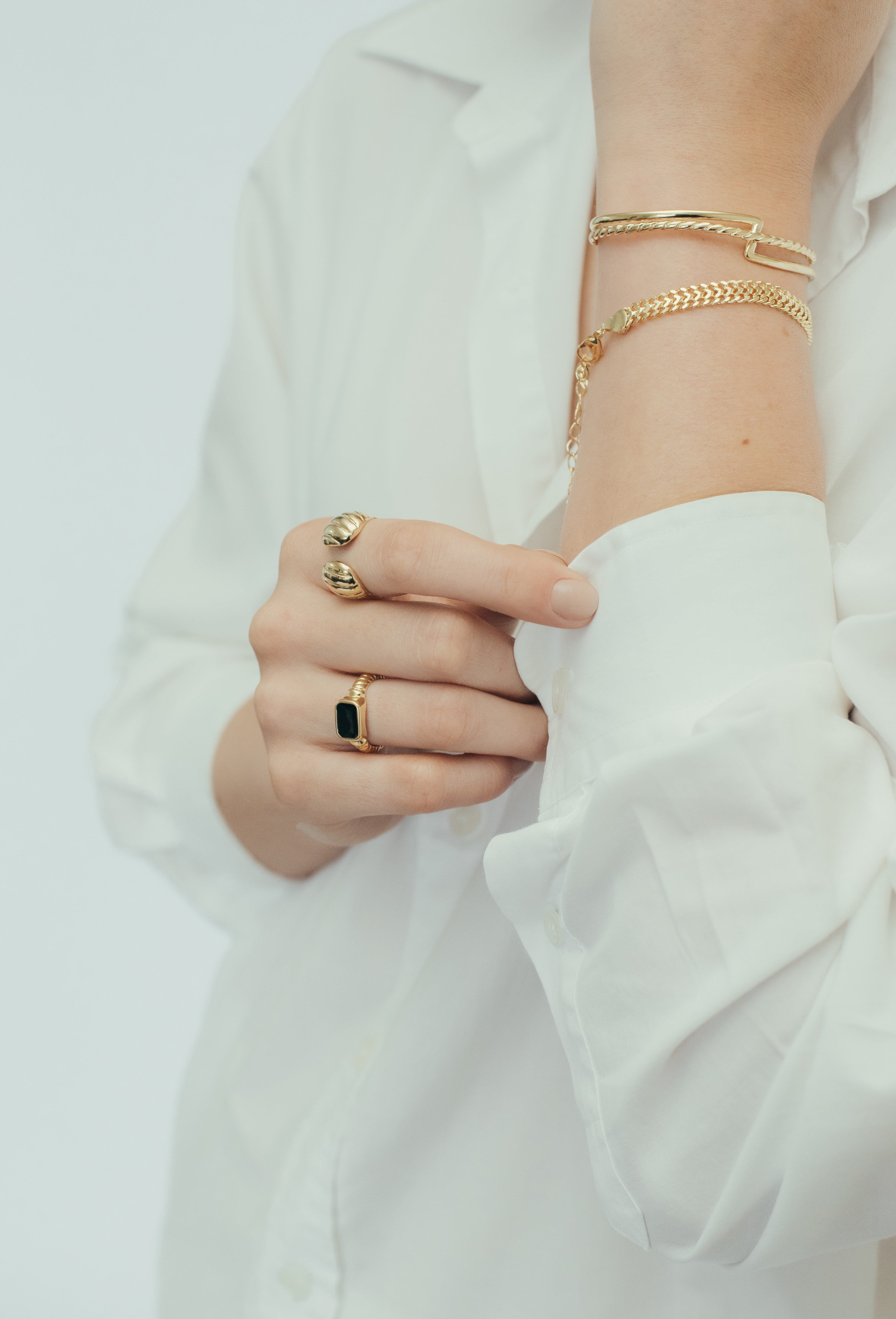 Anel Black Square Croa - DOURADO