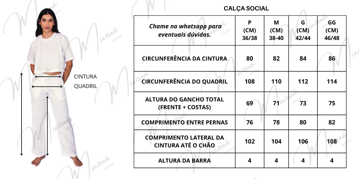 CALÇA SOCIAL DE LINHO PURO NATURAL - BRANCO