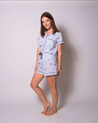 Camisa de Pijama Curta Estrelado - AZUL