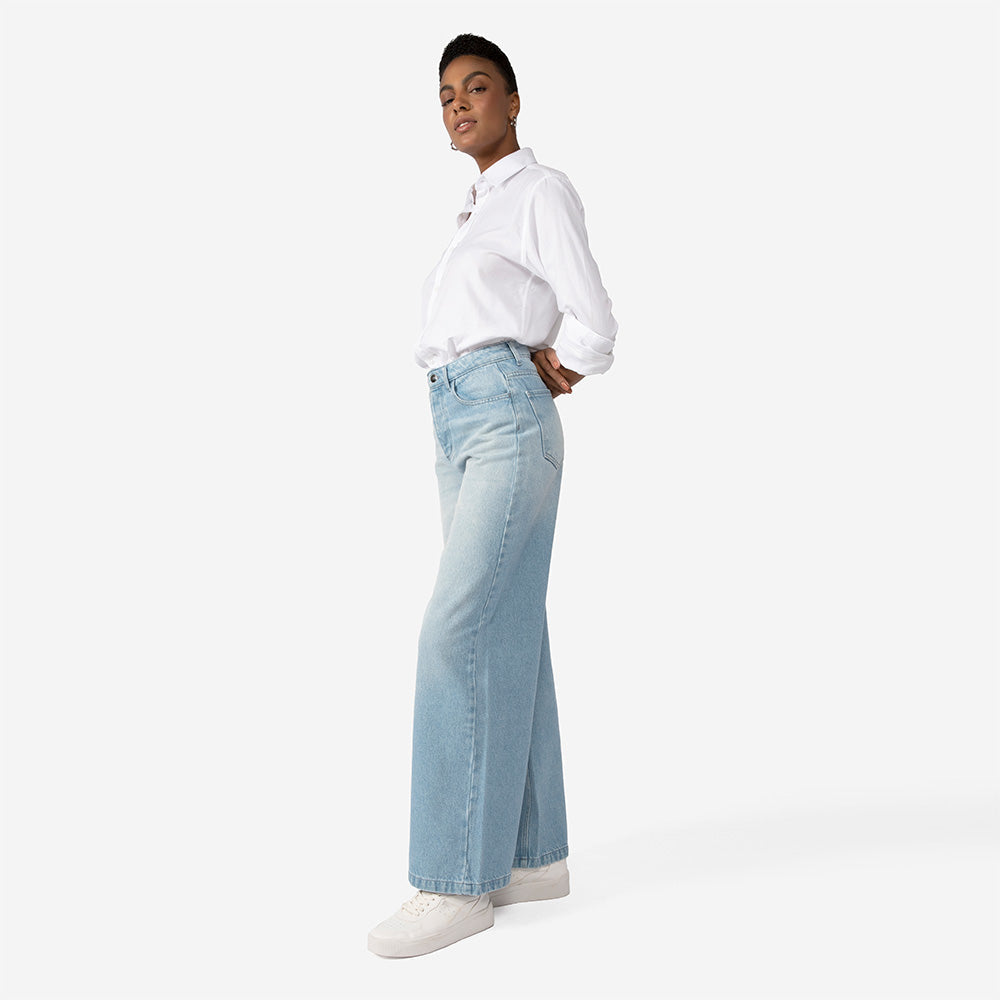 Calça Jeans Wide - AZUL CLARO