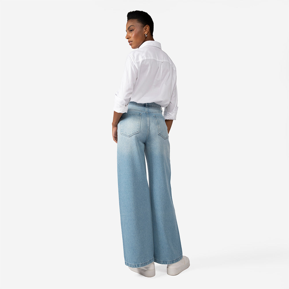 Calça Jeans Wide - AZUL CLARO
