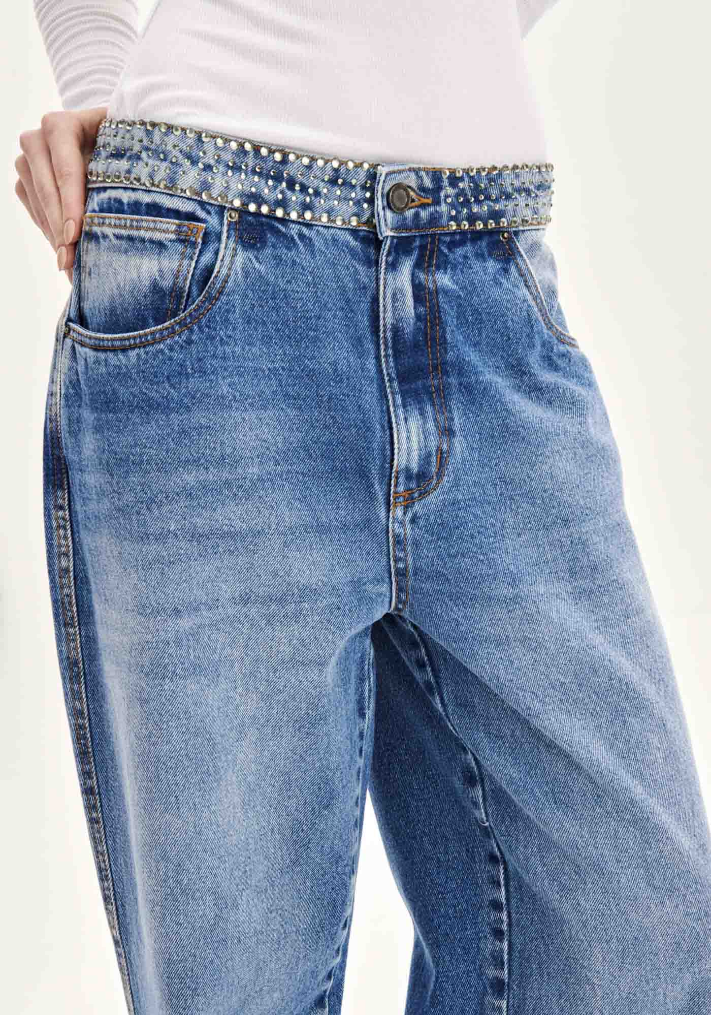 Calça Wide Leg Jeans - AZUL