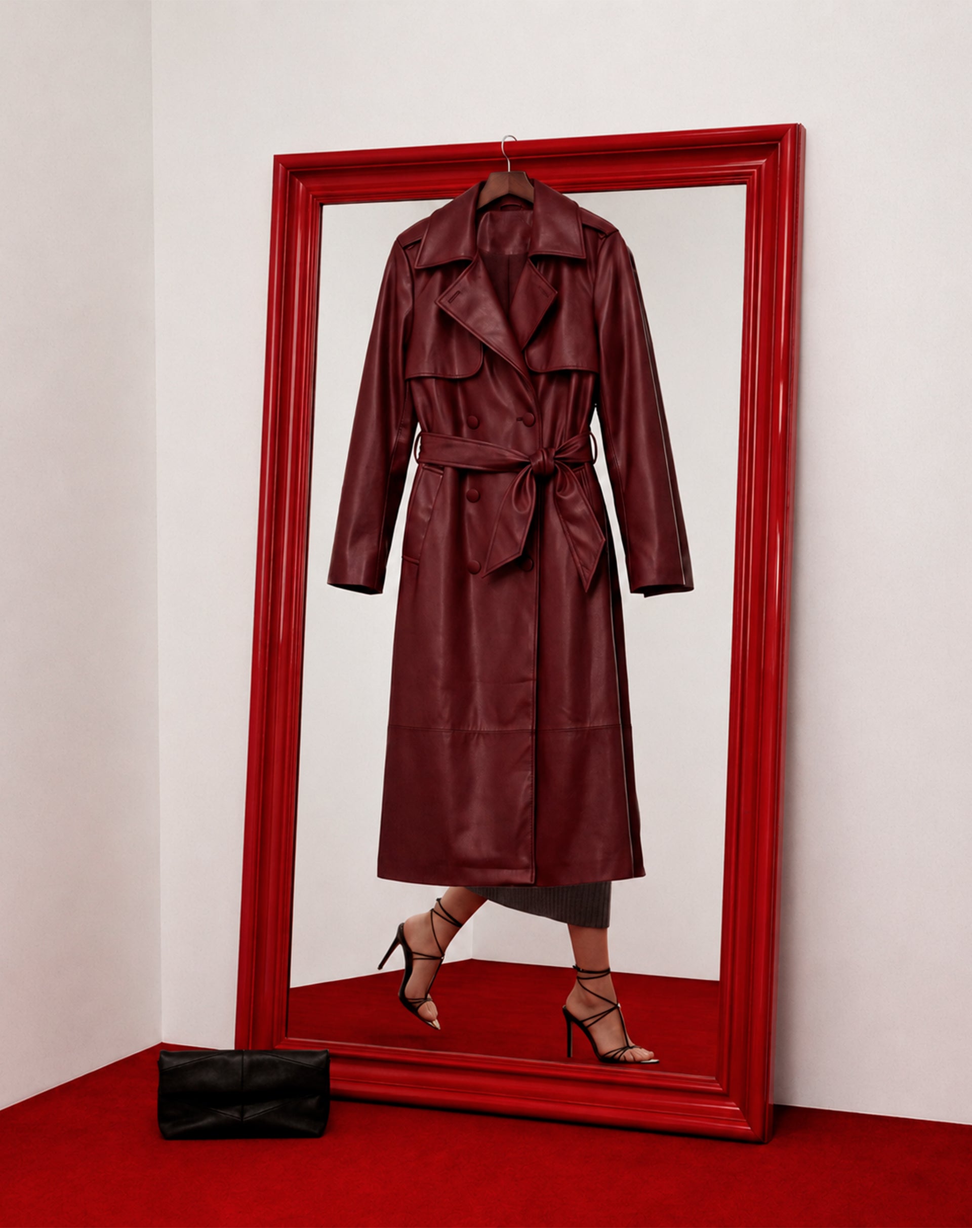 TRENCH COAT COM CINTO PU - VINHO