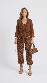 Kimono com Amarração de Chiffon - Marrom