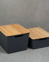 Kit 2 caixas organizadoras tampa bambu 12l/18l cinza – Oikos - CINZA