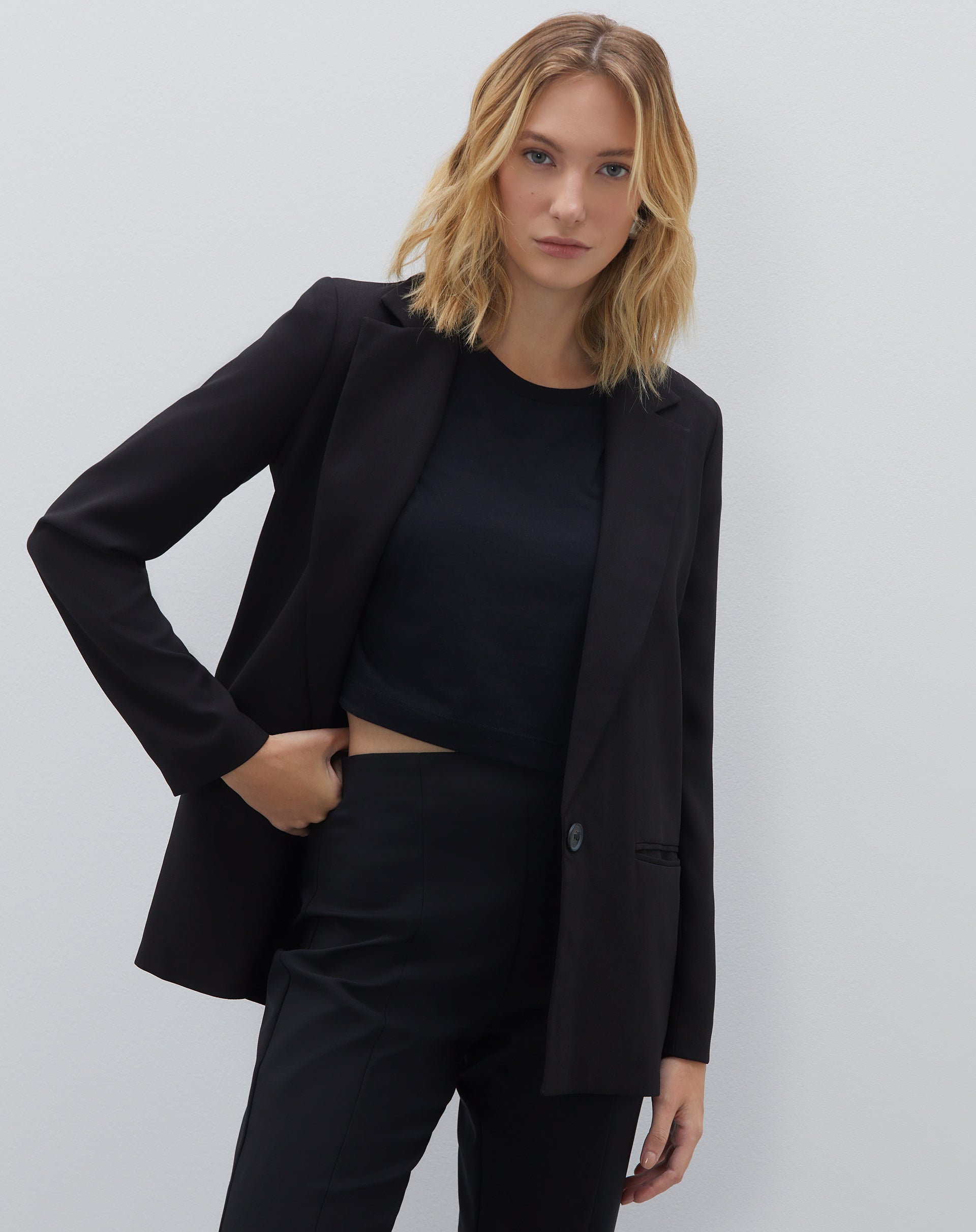 BLAZER FASHION SUMMER ALONGADO - PRETO