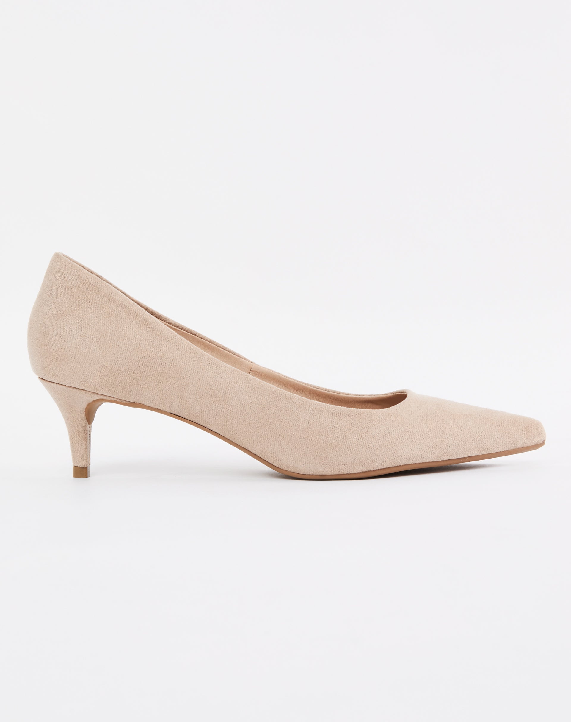 SCARPIN SUEDE SALTO FINO BAIXO E BICO FINO - BEGE CLARO