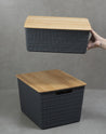 Kit 2 caixas organizadoras tampa bambu 12l/18l cinza – Oikos - CINZA