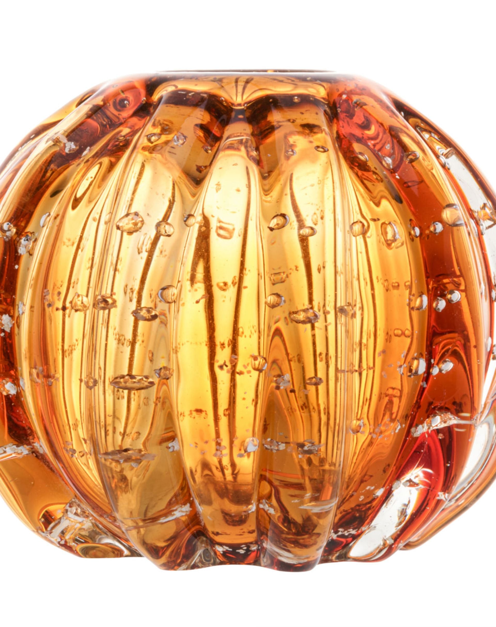 Esfera de Vidro Italy Âmbar e Dourado 12cm x 10cm - Wolff - LARANJA