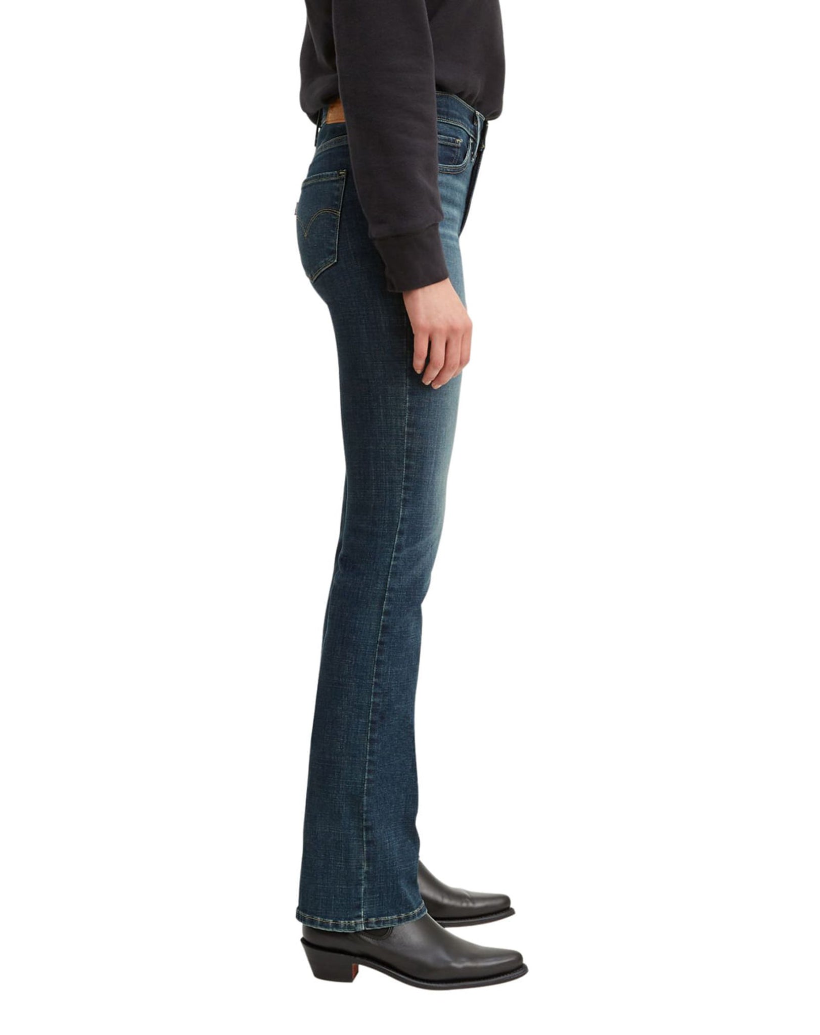 Jeans bootcut pretas de corte alto, Jeans para Mulher