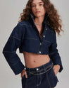 Jaqueta Jeans Puffer Cropped - AZUL