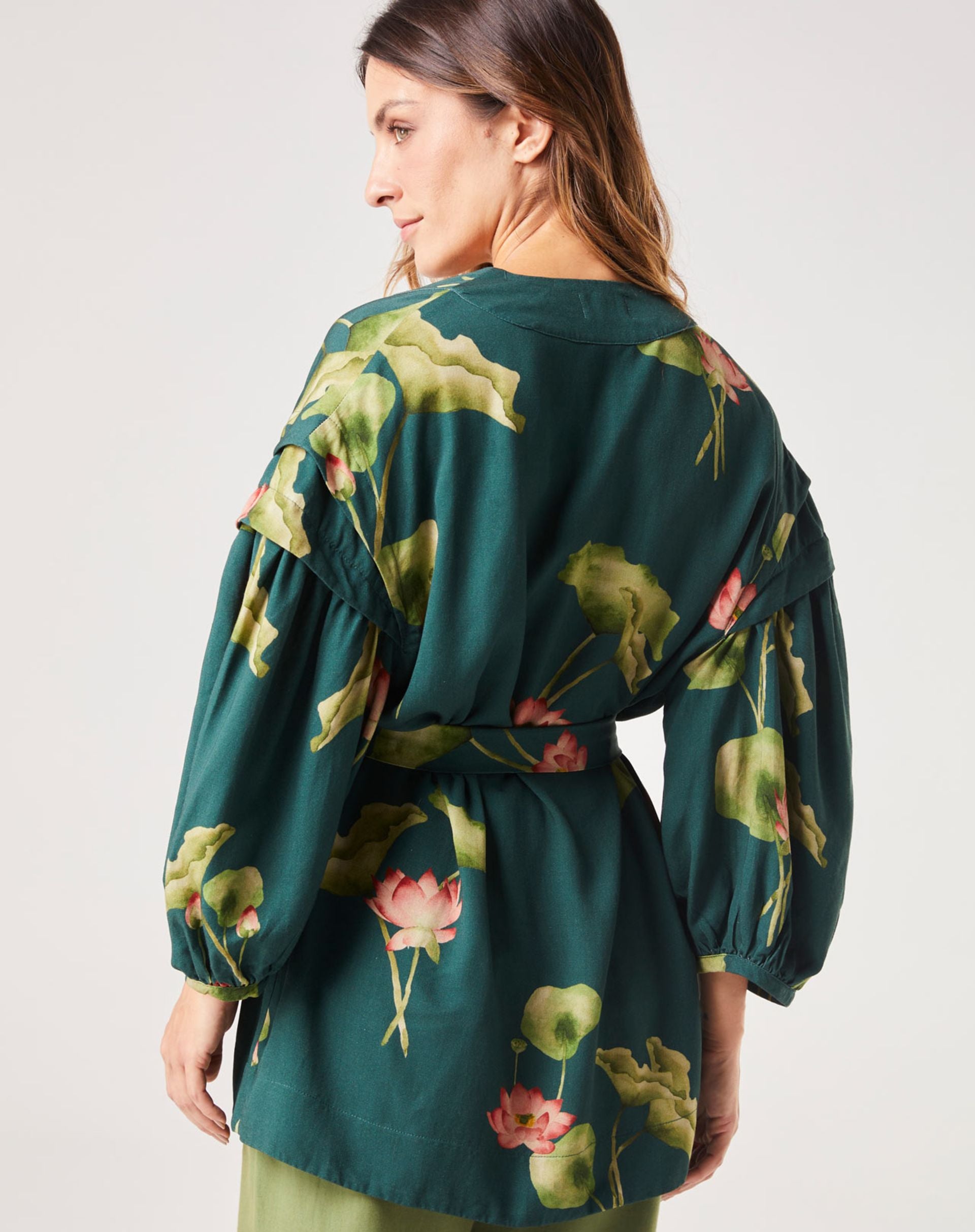 Kimono Estampa Aum - VERDE