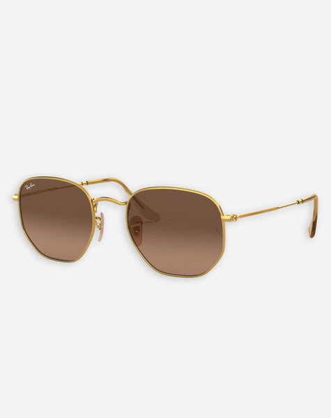Ray ban Oculos de Sol Hexagonal Flat Lenses Dourado Marrom AMARO