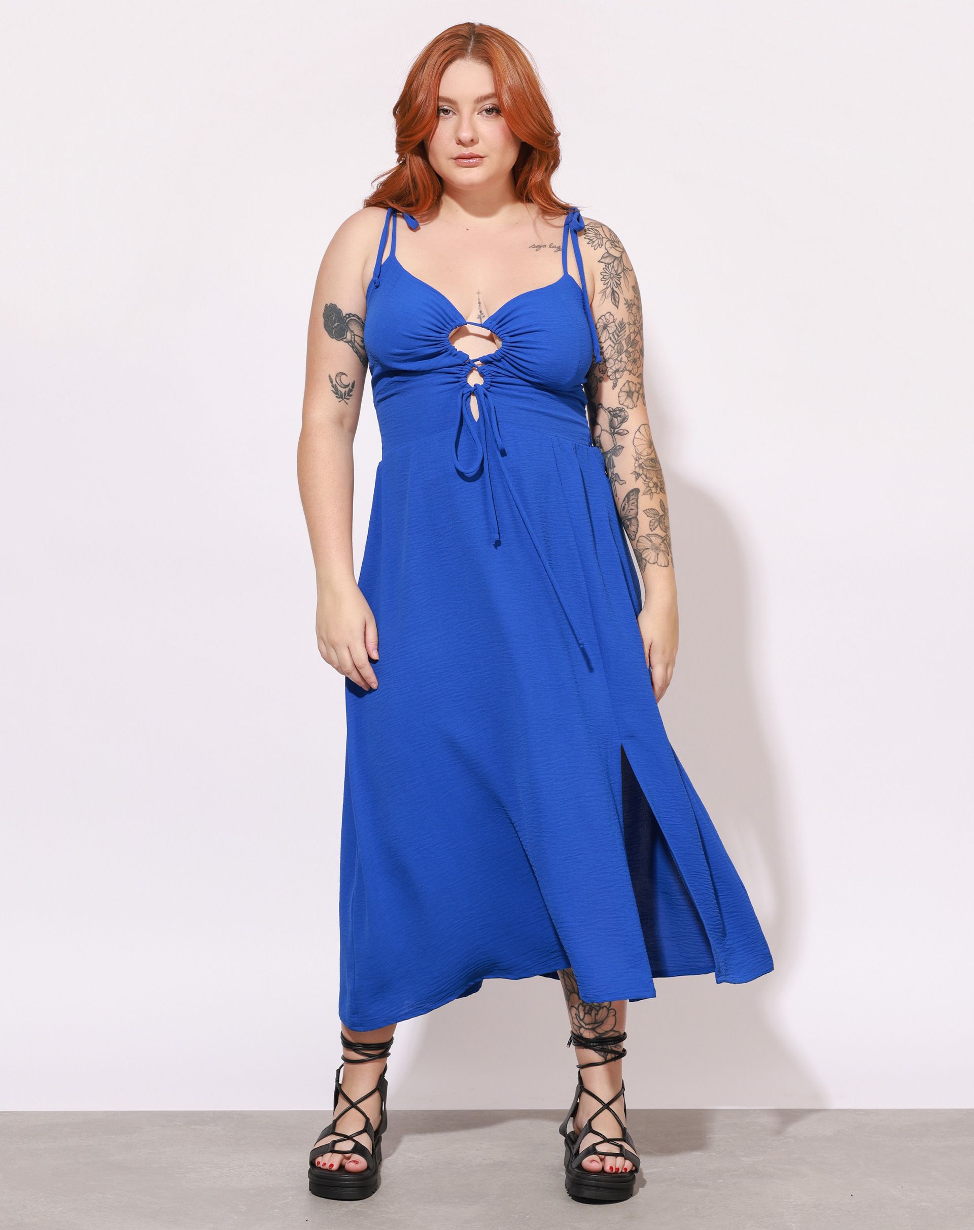 Cora Midi Dress in Blue