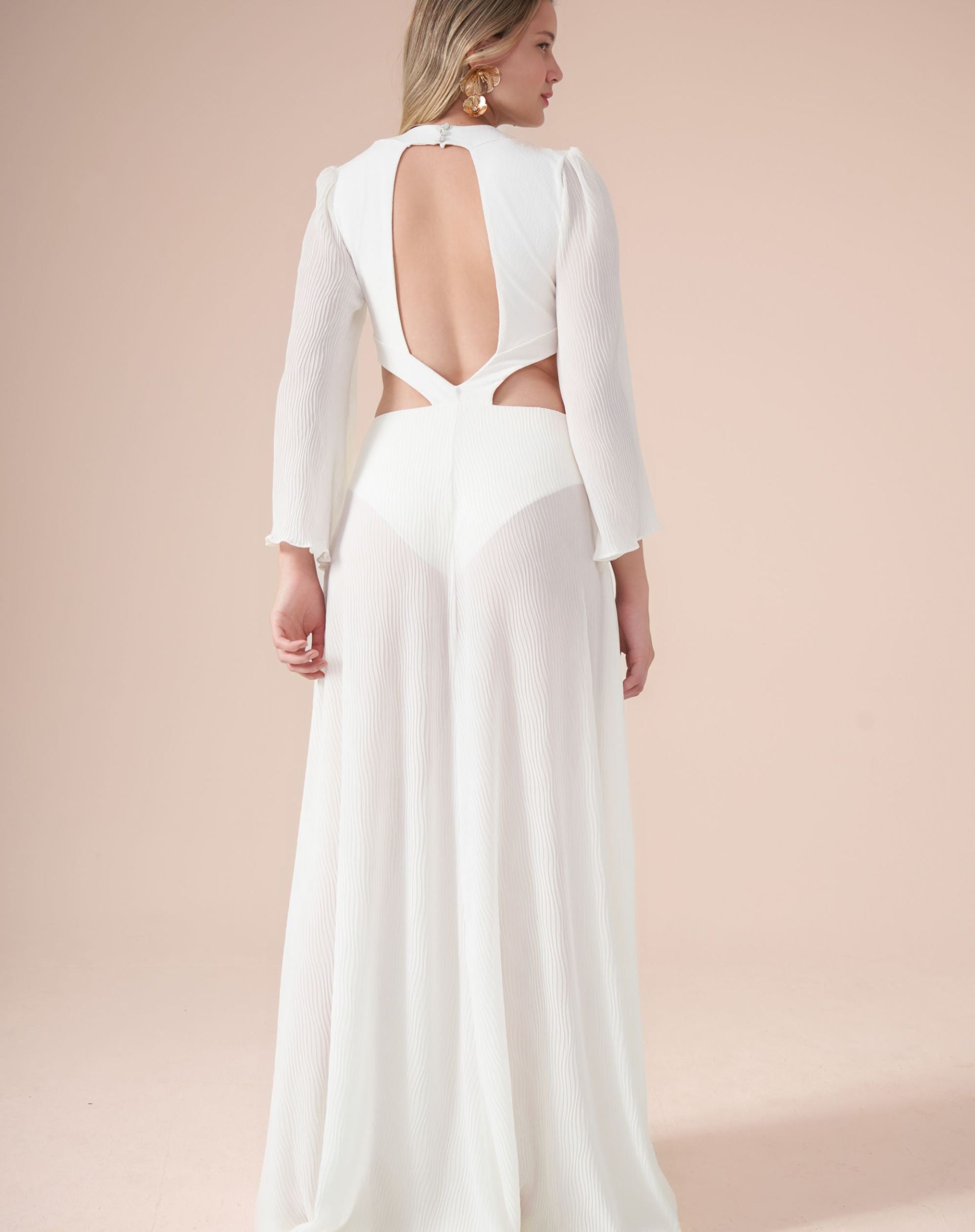 Vestido Aretha Plissado - OFF-WHITE