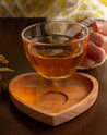 Conjunto 6 Xícaras de Chá com Prato em Madeira Liptus Coração 190ml - Wolff - MARROM