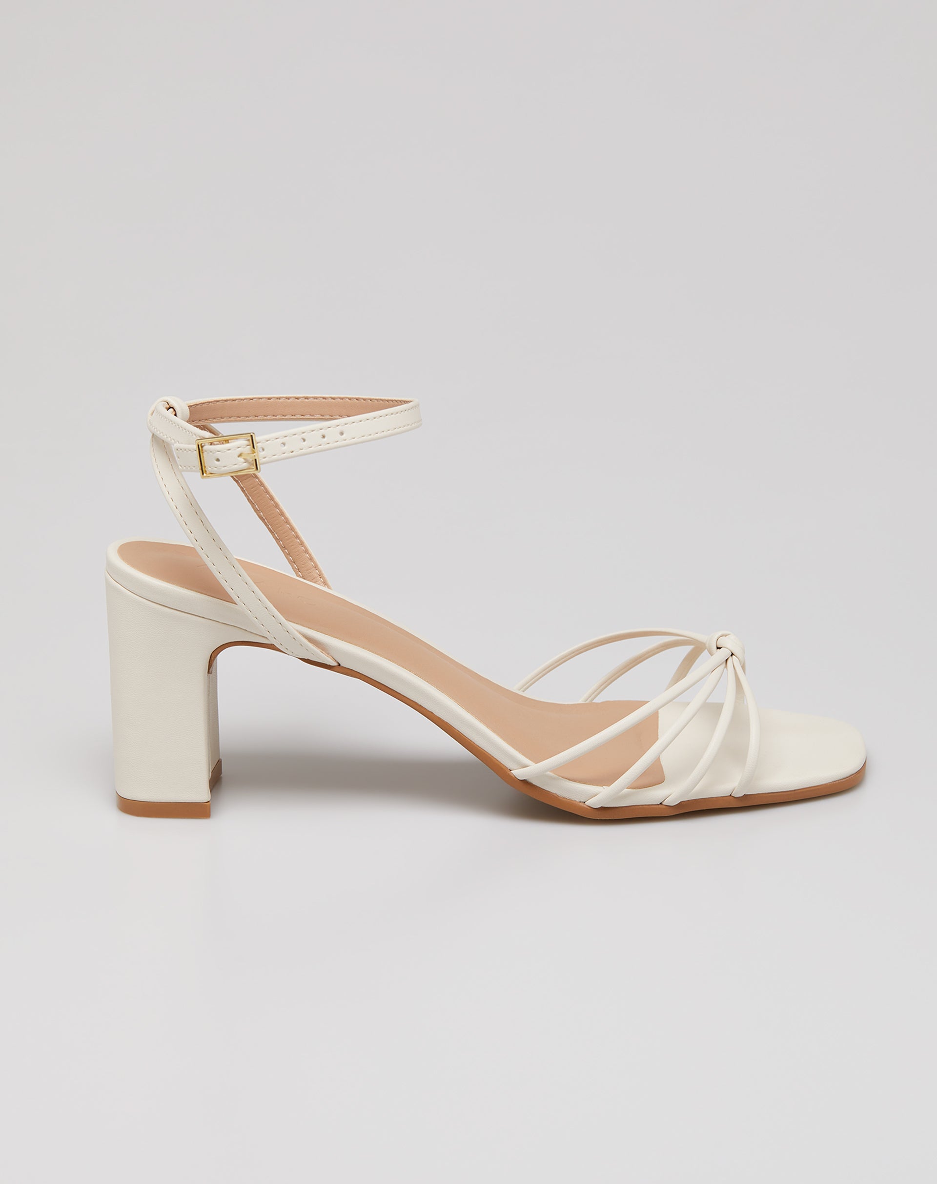 SANDÁLIA SALTO RETANGULAR COM TIRAS - OFF-WHITE