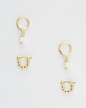 KIT 2 ARGOLAS FOLHEADAS PÉROLA E TEXTURA - DOURADO