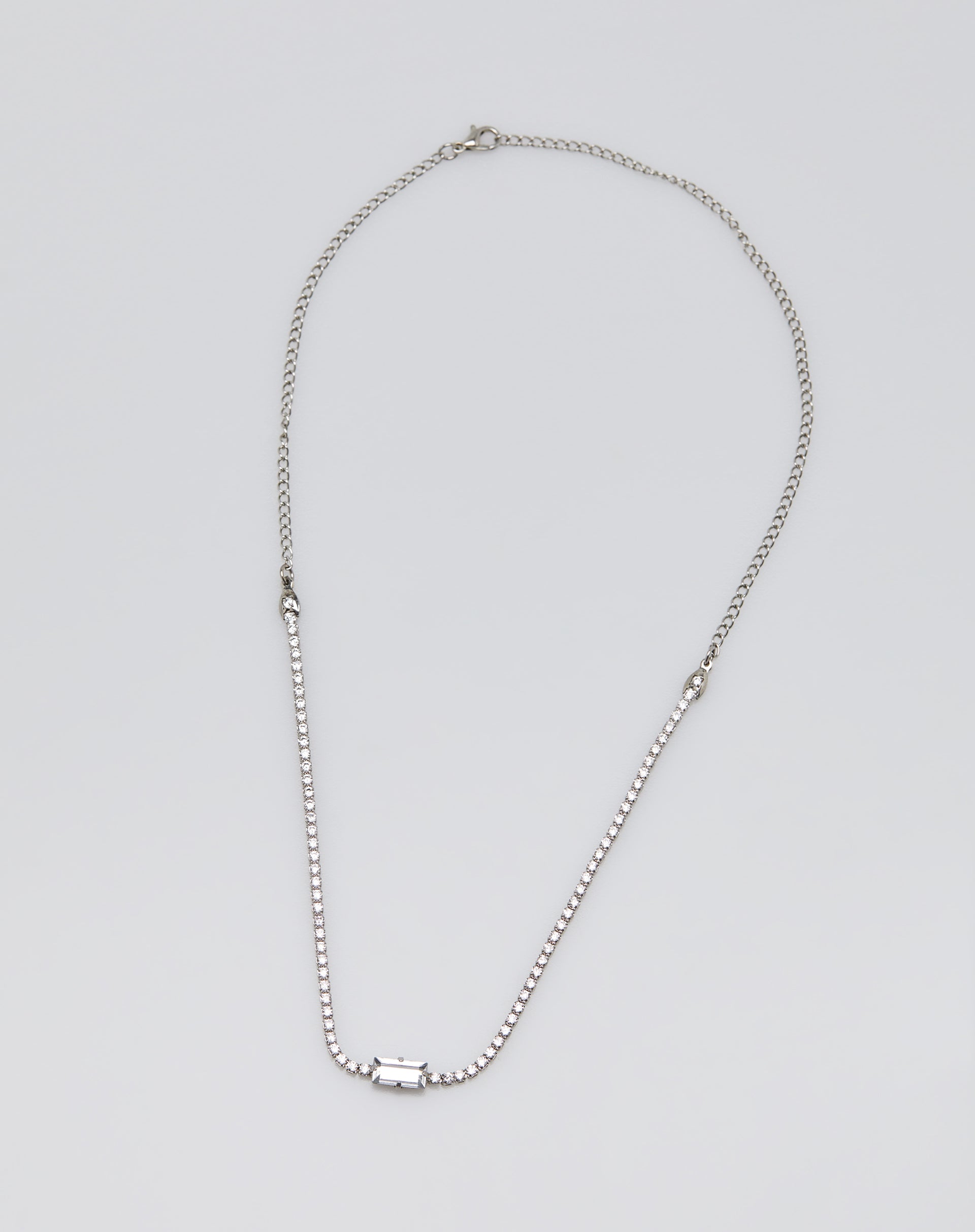 COLAR CHOKER RIVIERA COM CRISTAL CENTRAL - PRATA