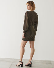 SAIA CURTA DRAPEADA MALHA LUREX - PRETO E DOURADO