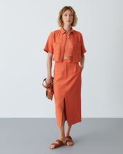 SAIA MIDI COM FENDA FRONTAL ALFAIATARIA - TERRACOTA