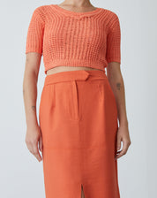 SAIA MIDI COM FENDA FRONTAL ALFAIATARIA - TERRACOTA