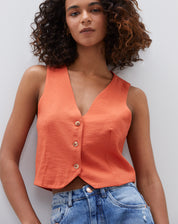 COLETE ALFAIATARIA DECOTE V - TERRACOTA