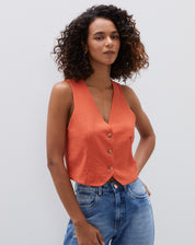 COLETE ALFAIATARIA DECOTE V - TERRACOTA